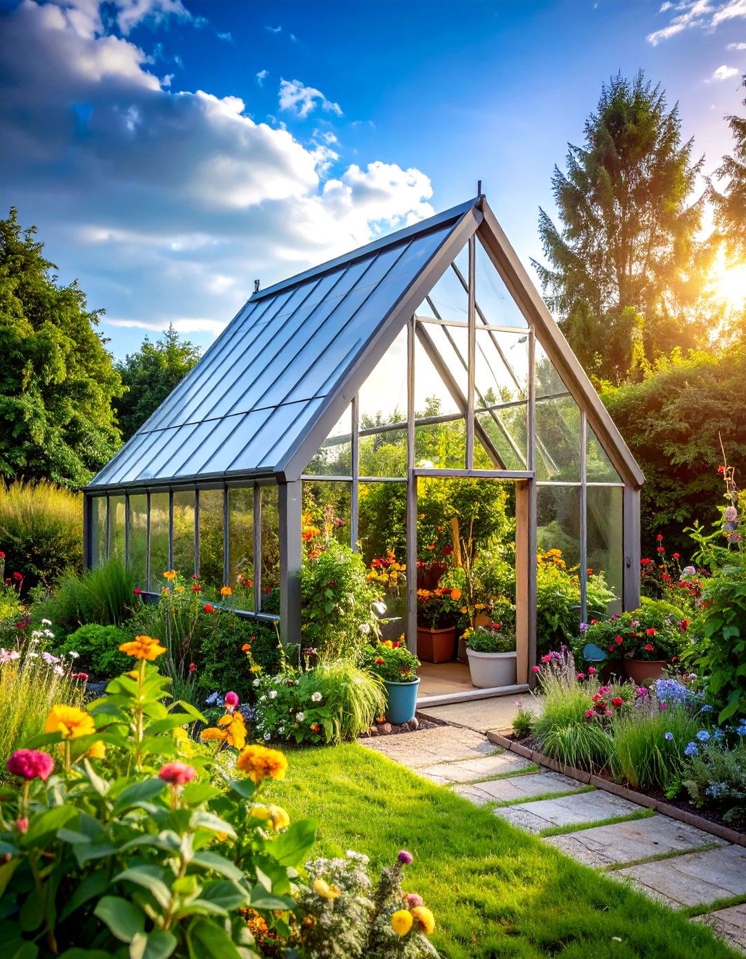 A Frame Greenhouse with Steep Triangular Design - 25 Greenhouse Ideas