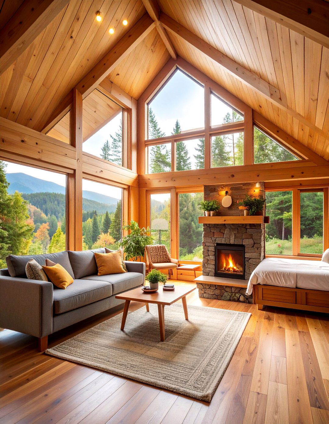 A Frame Rustic Tiny House with Cathedral Ceilings - 25 Rustic Tiny House Ideas