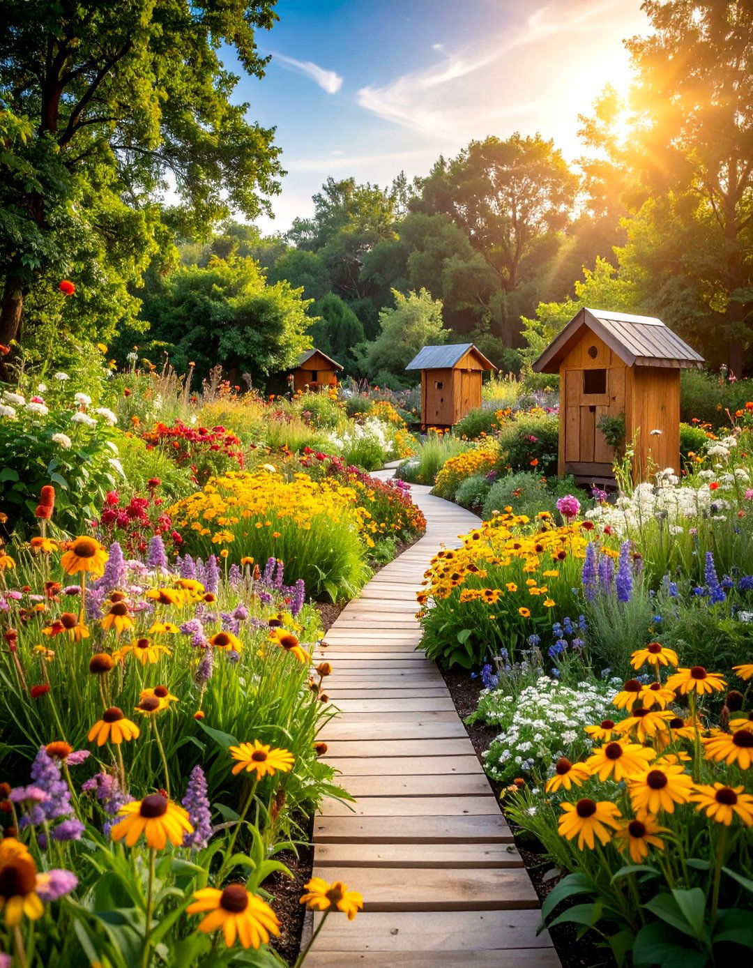 AI Designed Pollinator Pathway with Wildlife Integration - 25 AI Landscape Design Ideas
