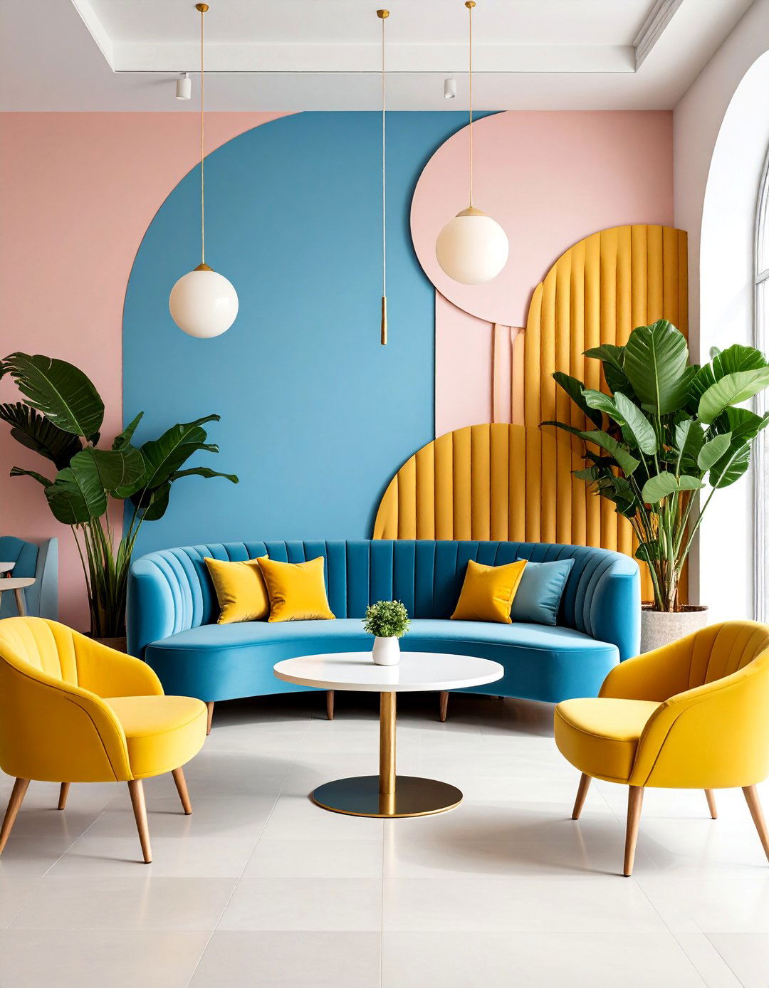 Abstract Circles and Arcs Geometric Accent Wall - 25 Geometric Accent Wall Ideas