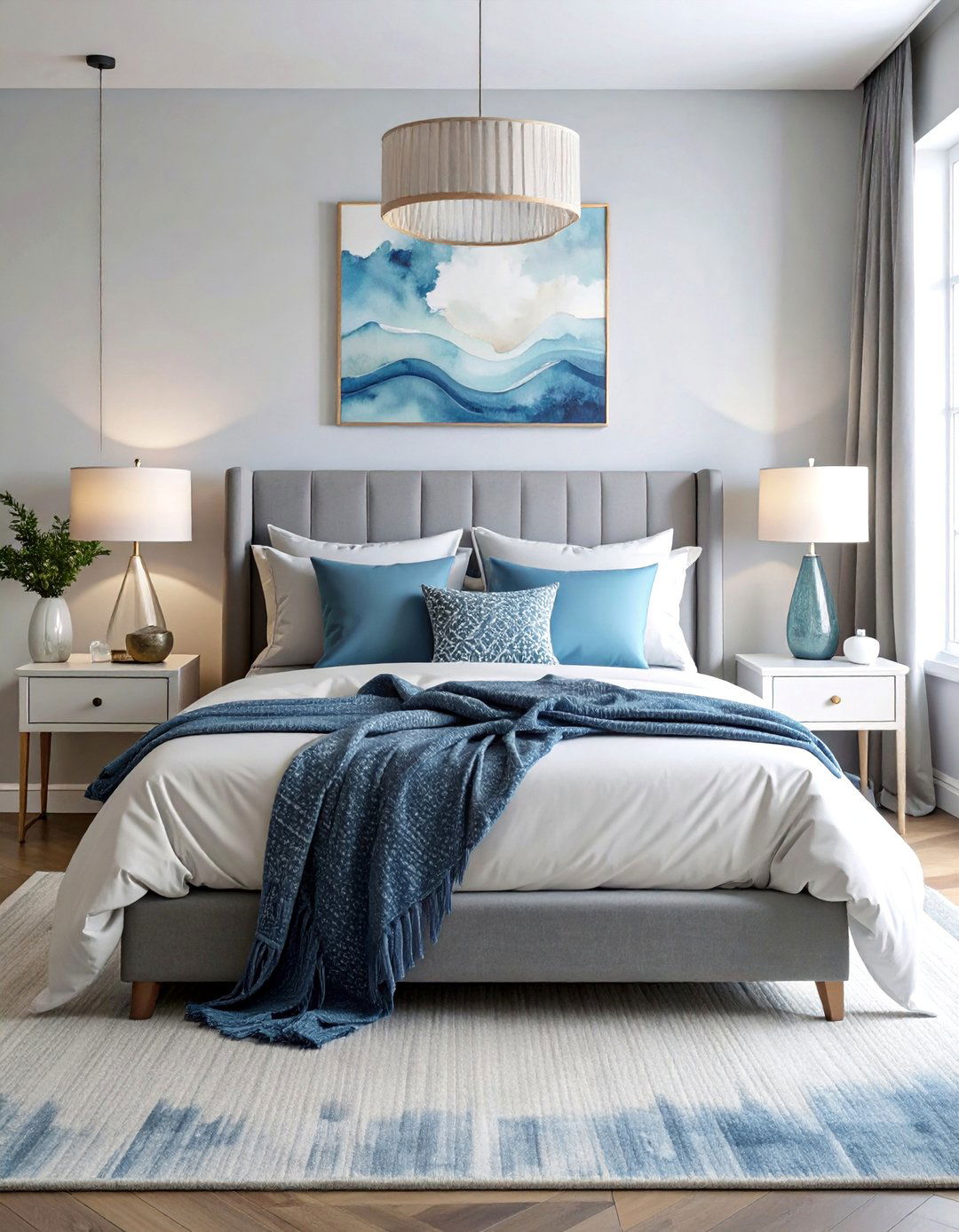 Abstract Watercolor Art in Soft Blues - 25 Bedroom Wallpaper Ideas