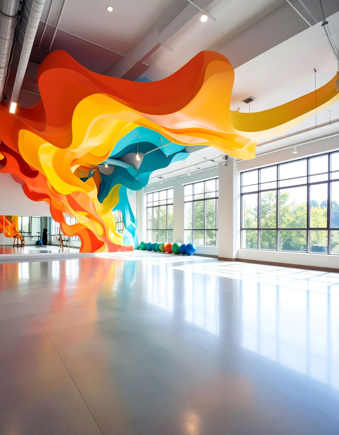 Abstract Watercolor Gym Mural - 25 Gym Murals