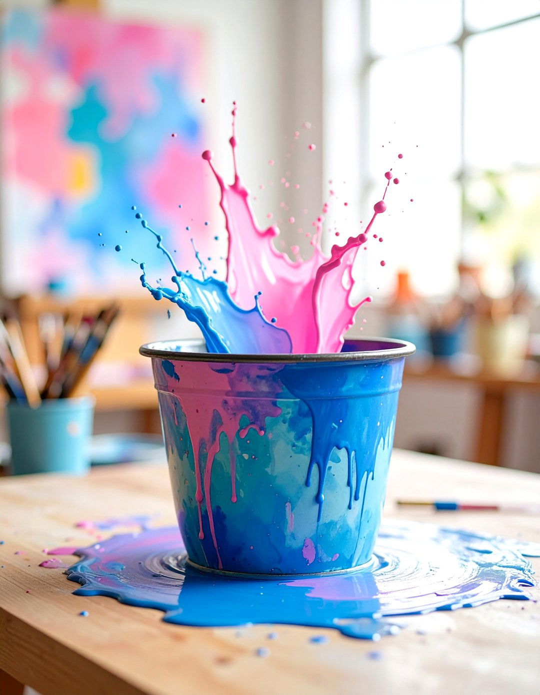 Abstract Watercolor Splash Painted Pot - 25 Painted Pot Ideas