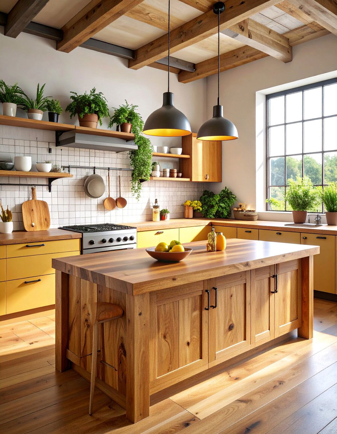Acacia Industrial Raw Edge Kitchen Counter - 25 Wood Countertop Ideas