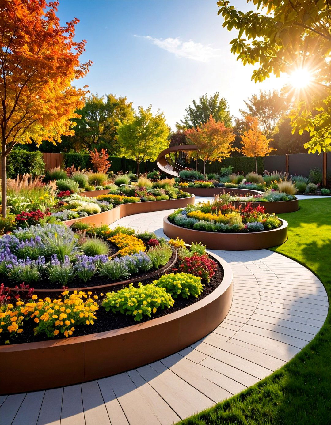 Accessible Spiral Garden with Raised Heights - 25 Spiral Garden Design Ideas