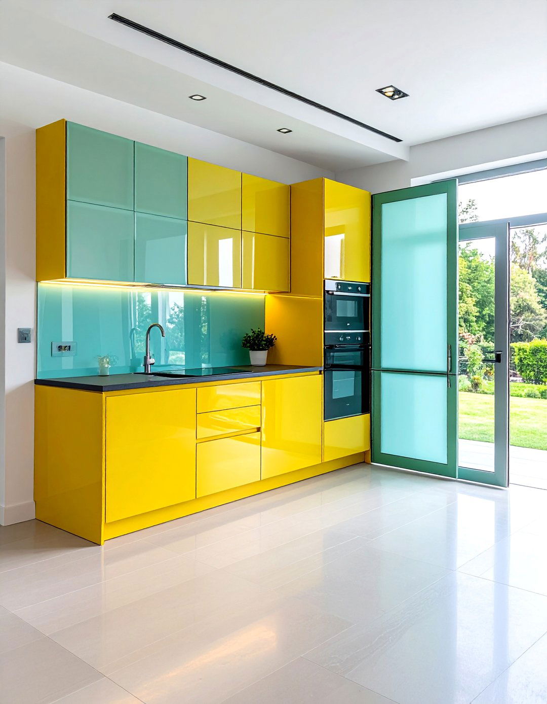 Accordion Style Kitchen Doors with Frosted Glass Inserts - 25 Kitchen Door Design Ideas