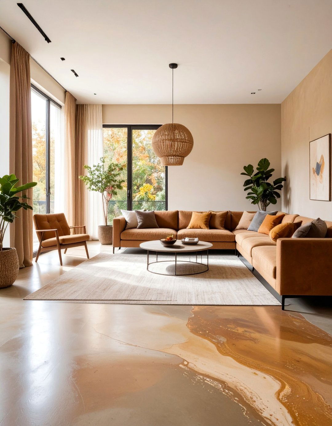 Acid Stained Concrete Floor in Earth Tones - 25 Concrete Floor Design Ideas