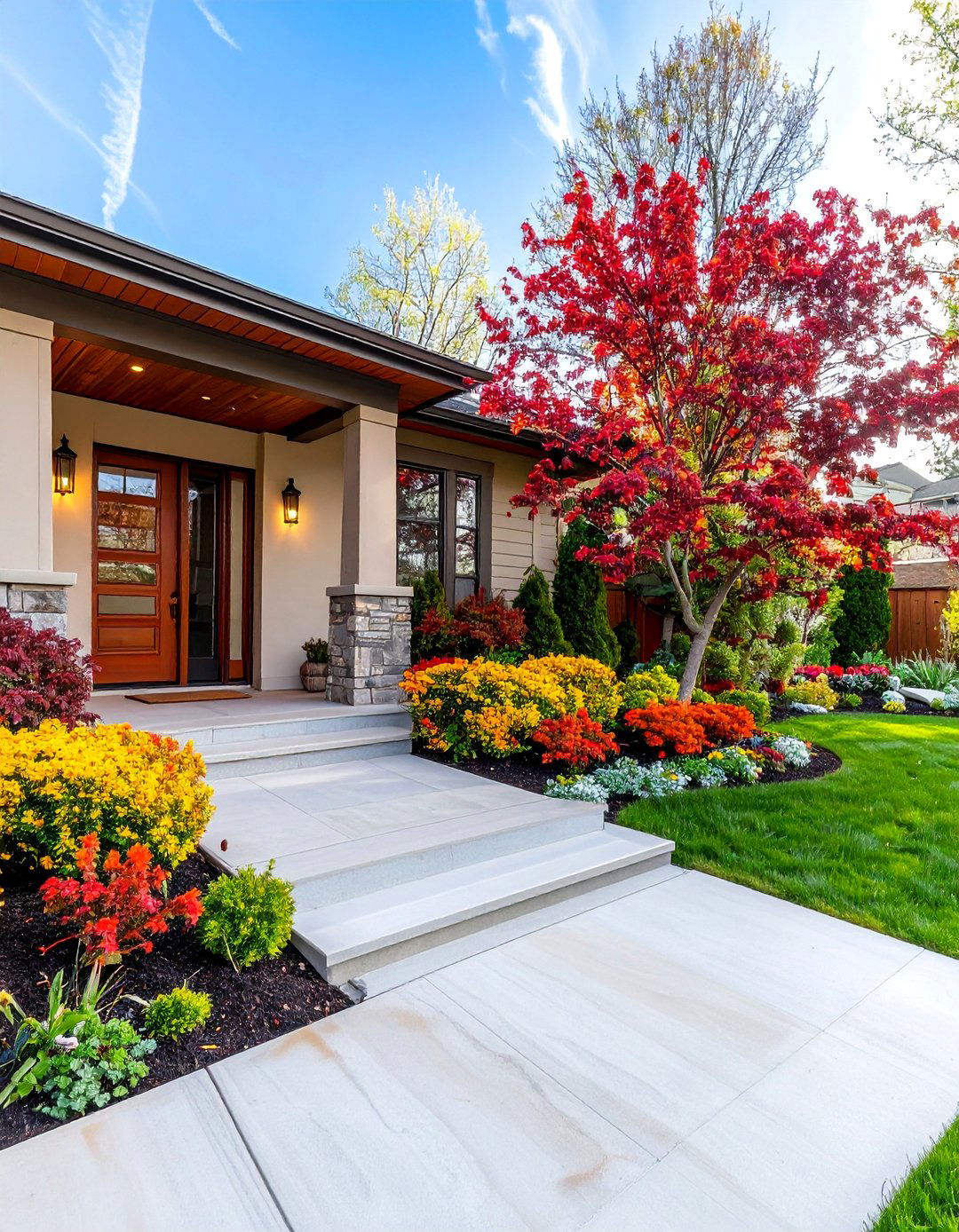 Acid Stained Concrete Porch with Terra Cotta Finish - 25 Concrete Porch Ideas