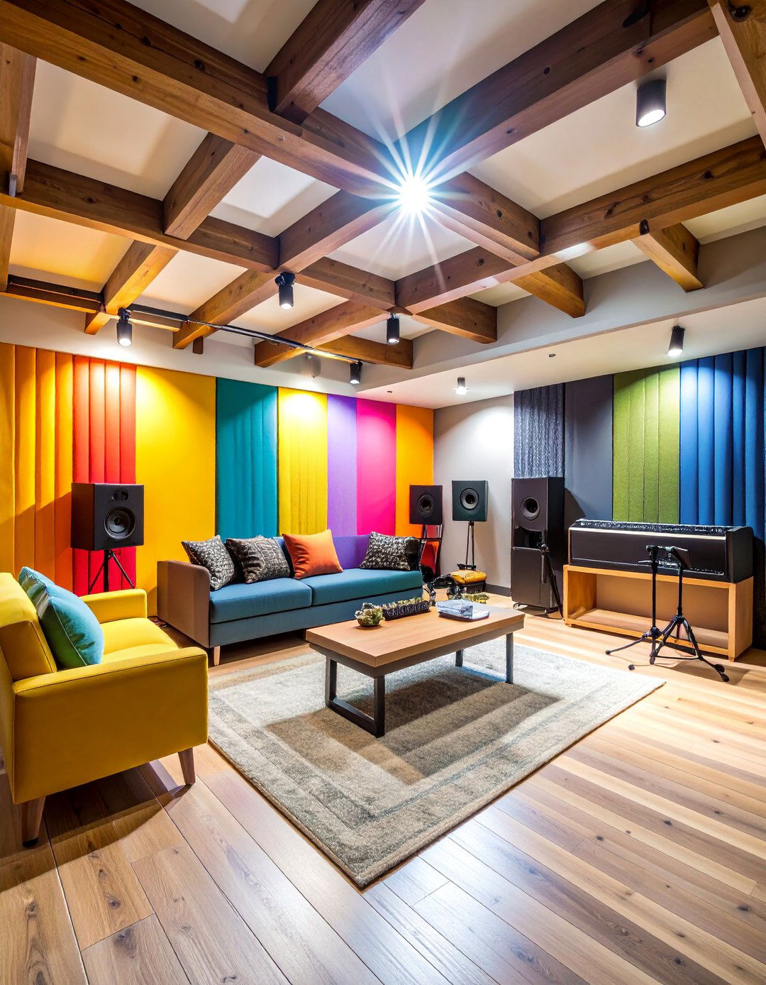 Acoustic Panel Ceiling with Functional Design - 25 Exposed Basement Ceiling Ideas