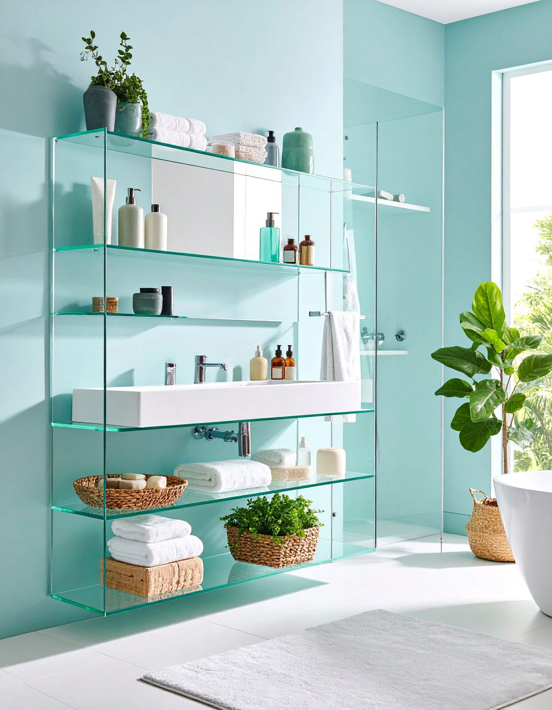 Acrylic Clear Storage Shelves - 25 Over Toilet Storage Ideas
