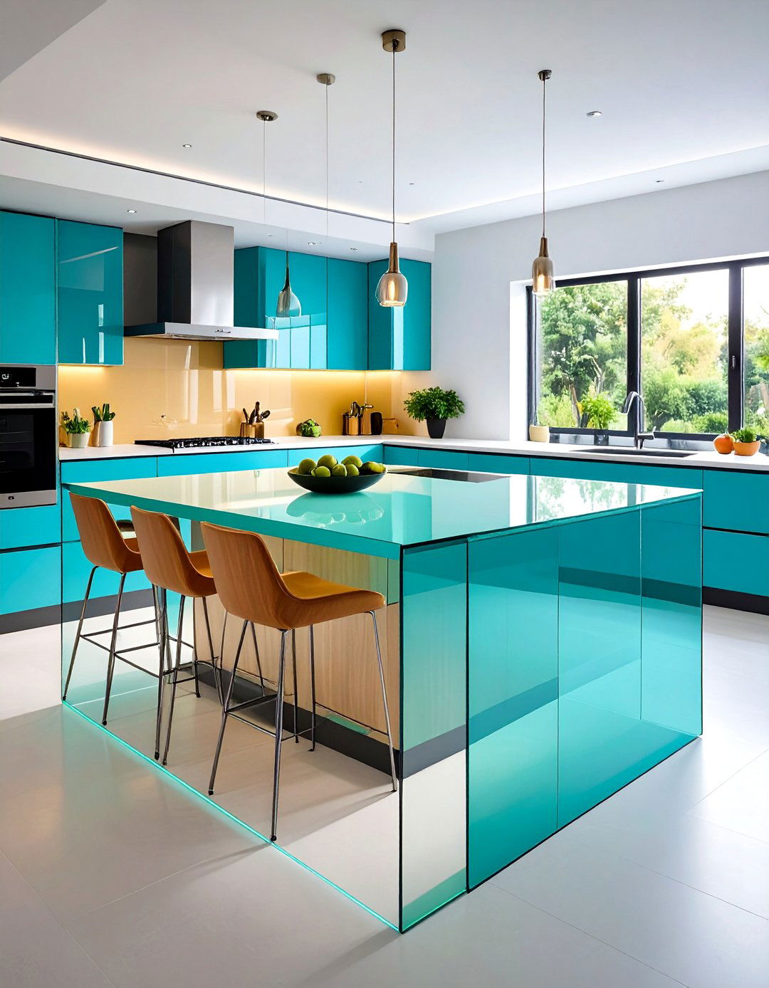 Acrylic Panel Kitchen Island with Contemporary Transparency - 25 Kitchen Island Back Panel Ideas