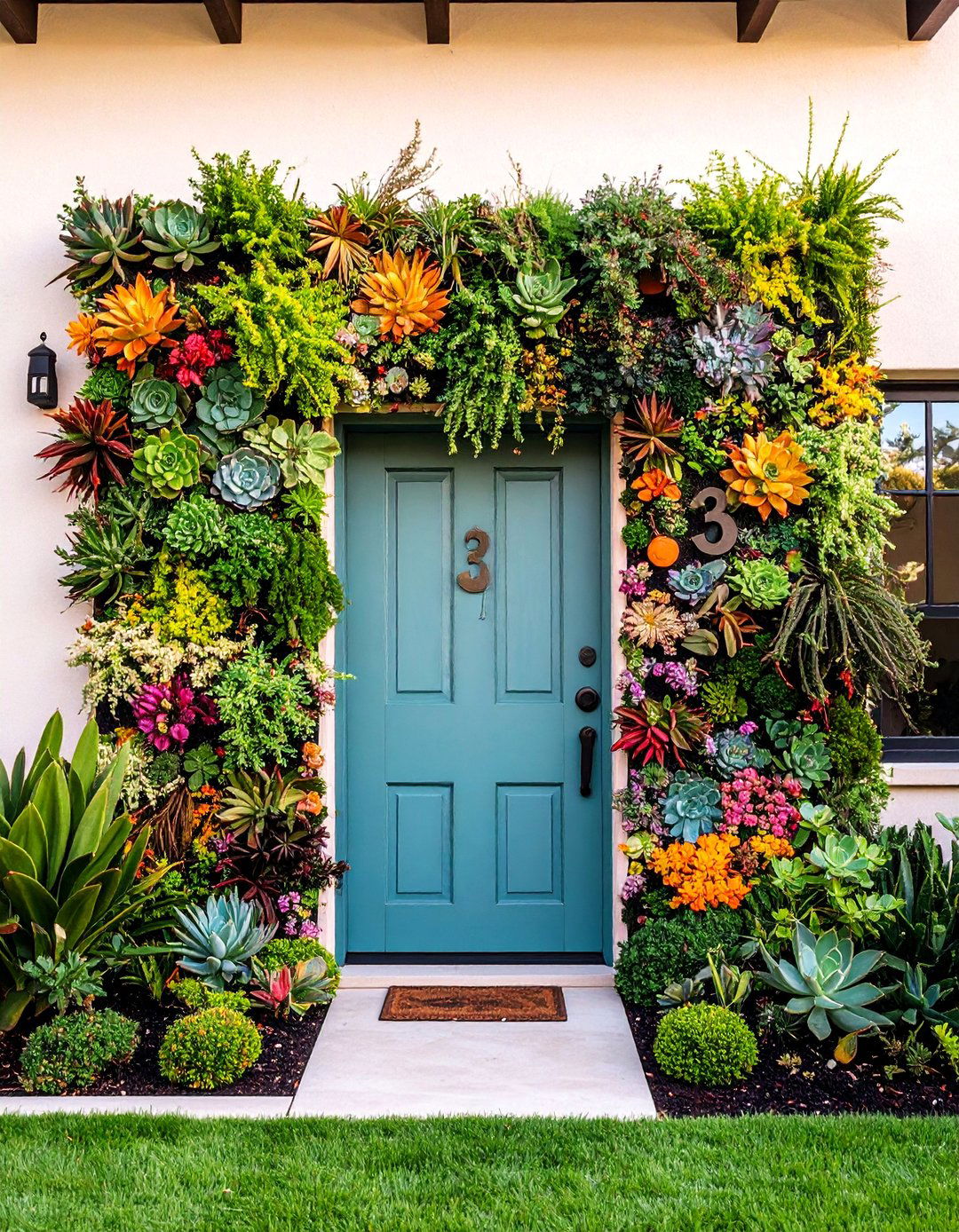 Address Numbers in Living Succulent Wall - 25 House Number Ideas