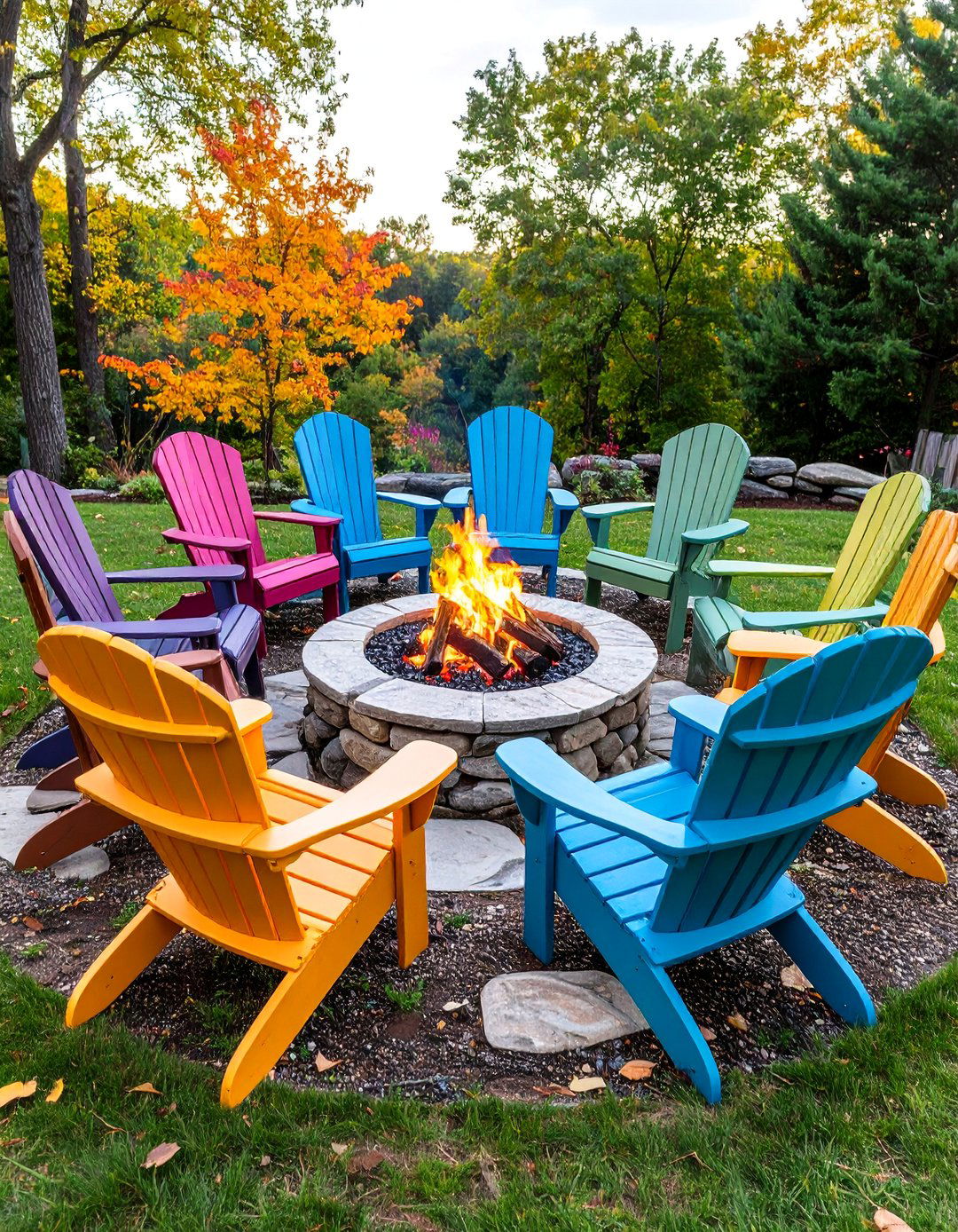Adirondack Chair Circle for Fireside Gathering - 25 Outdoor Seating Ideas