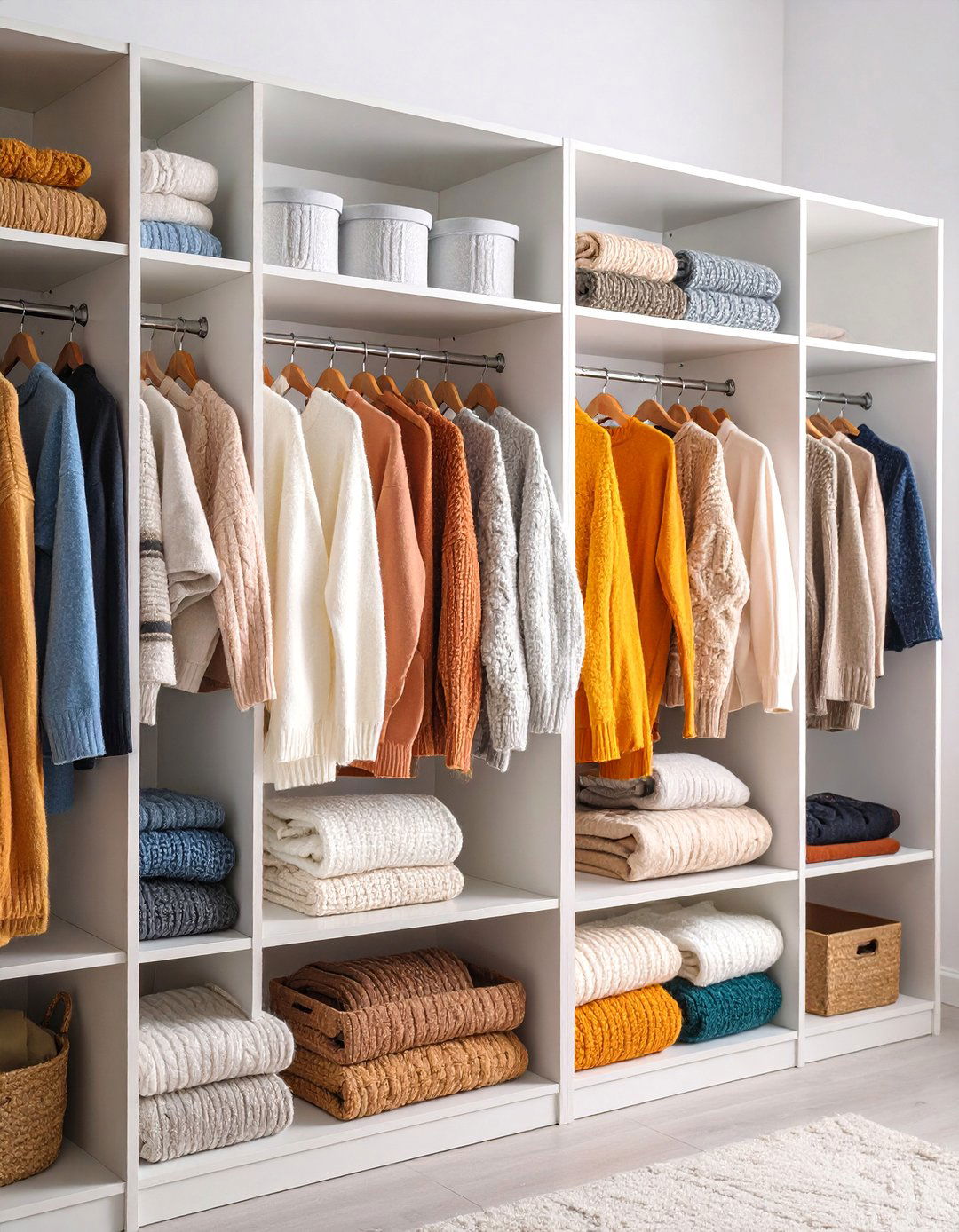 Adjustable Closet Shelf System with Grid Dividers - 25 sweater storage ideas