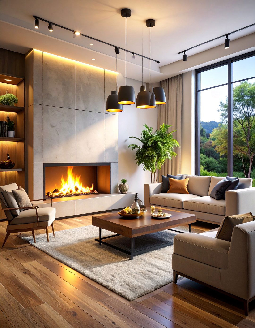 Adjustable Track Spotlight System - 25 Fireplace Lighting Ideas
