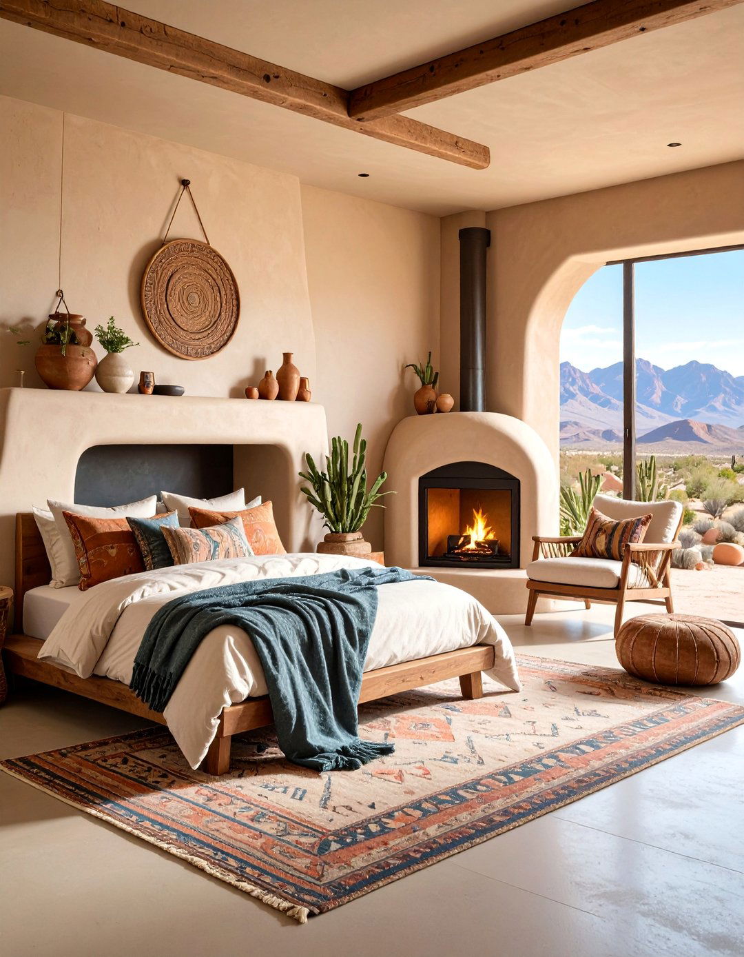 Adobe Fireplace Bedroom with Copper Accents - 25 Southwest Interior Design Ideas