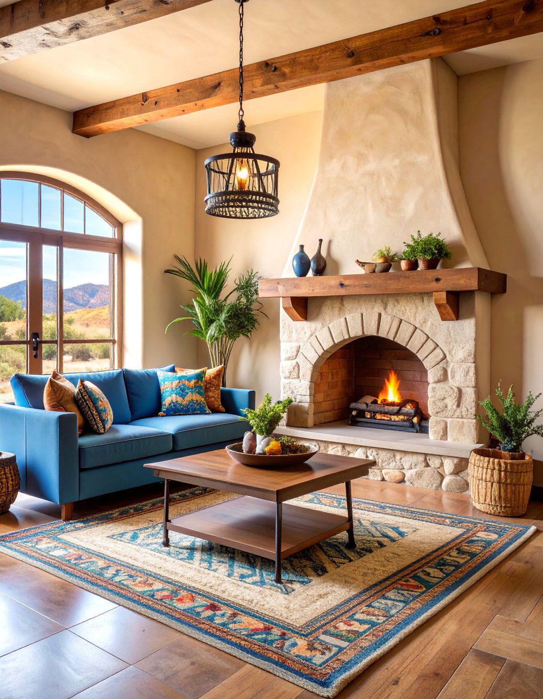 Adobe Fireplace with Built in Seating - 25 Southwestern Decor Ideas
