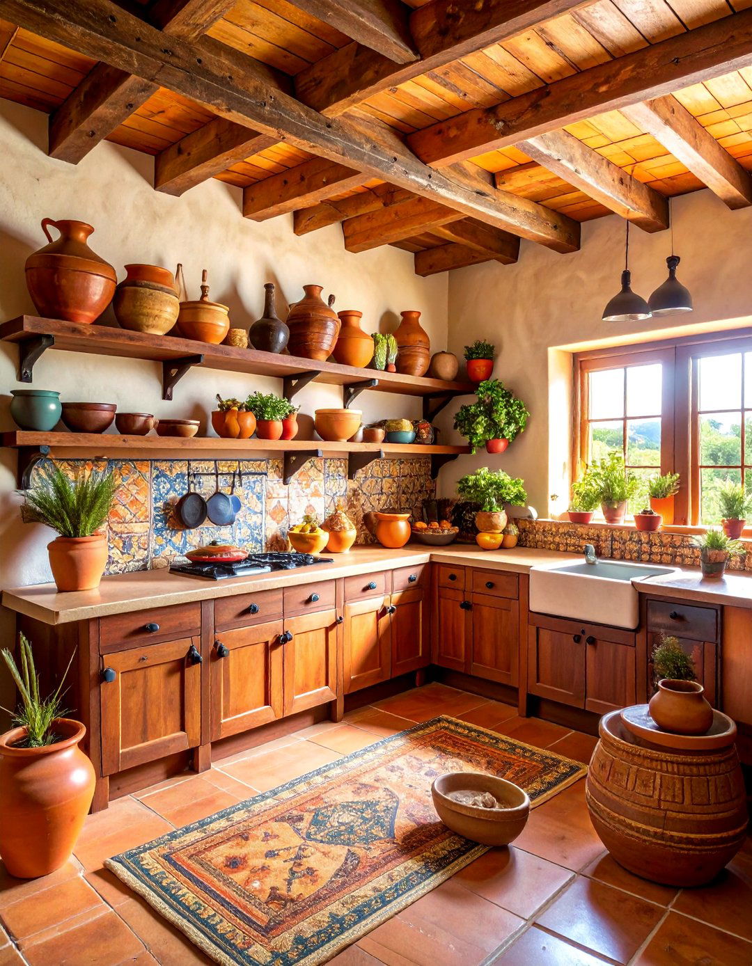 Adobe Inspired Kitchen with Terra Cotta Walls - 25 Southwestern Kitchen Ideas