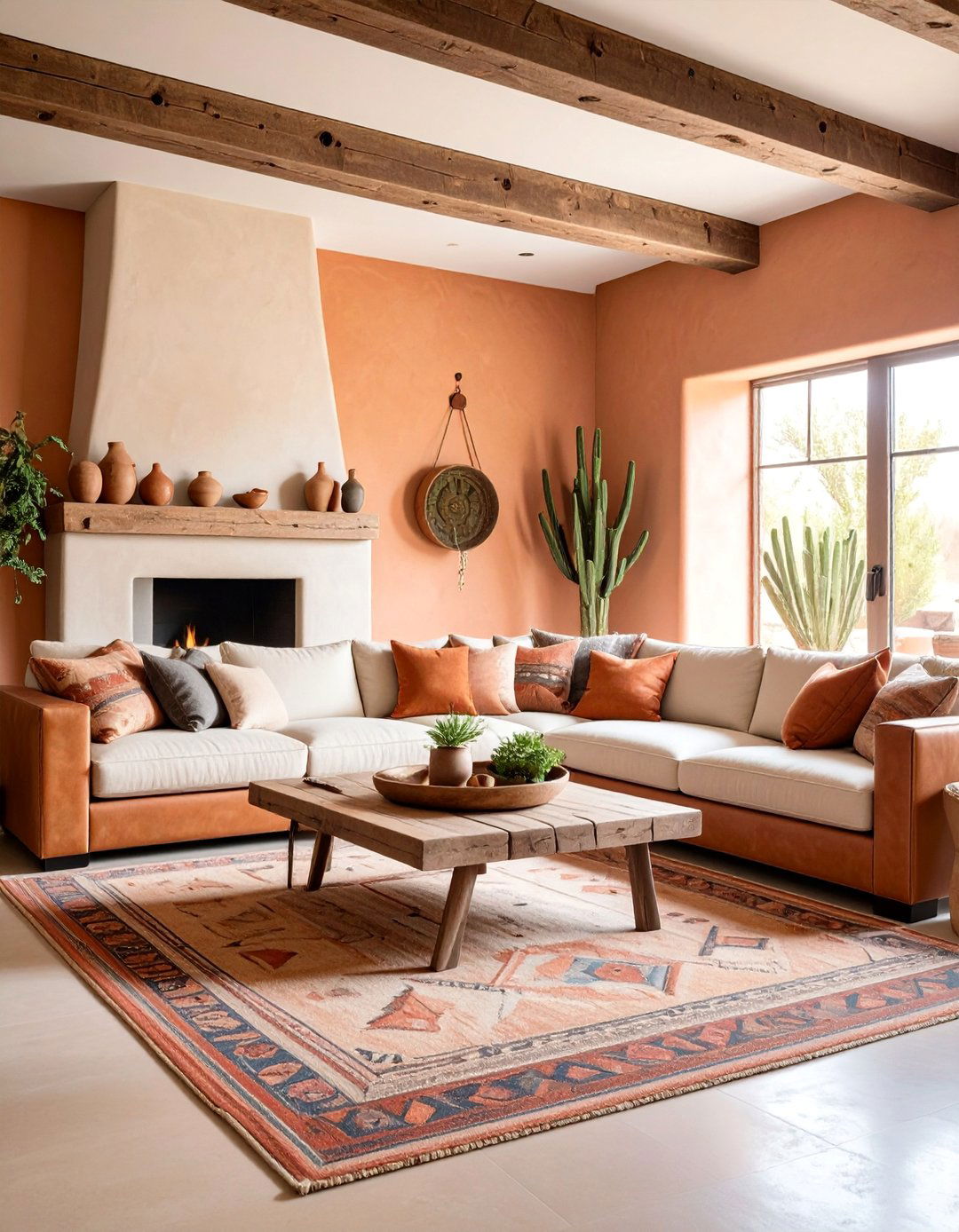 Adobe Inspired Living Room with Terracotta Walls - 25 Southwestern Living Room Ideas