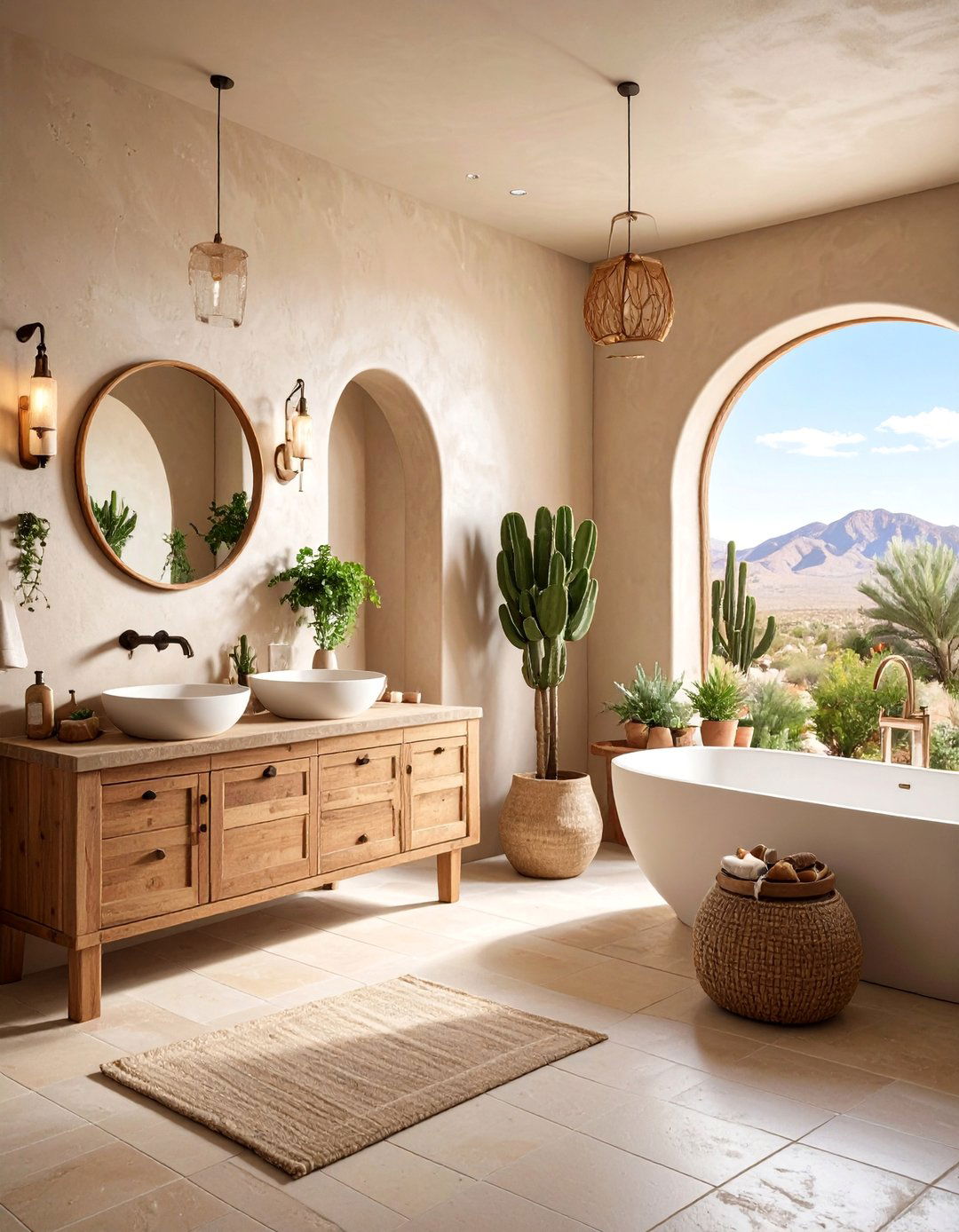 Adobe Style Master Bathroom with Natural Stone Features - 25 Southwest Interior Design Ideas