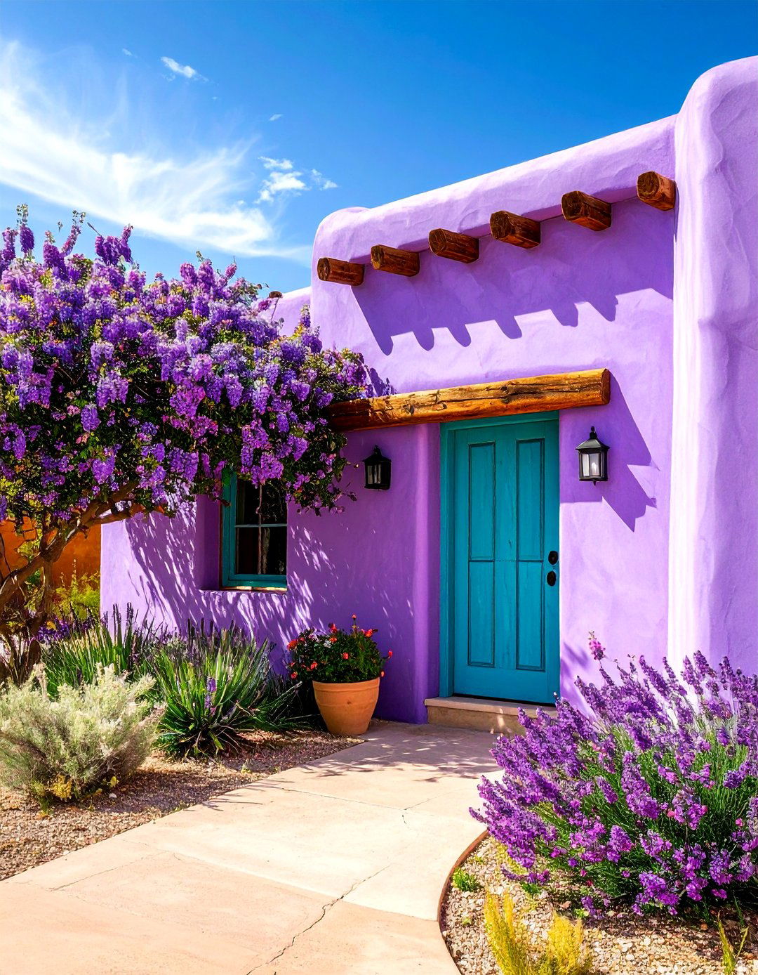 Adobe Style Plum with Southwest Accents - 25 Purple House Exterior Ideas
