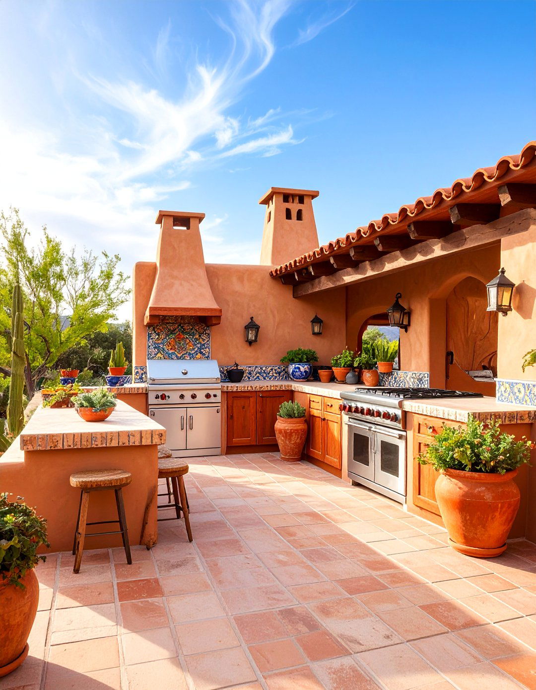 Adobe Style Southwest Kitchen - 25 Rustic Outdoor Kitchen Ideas