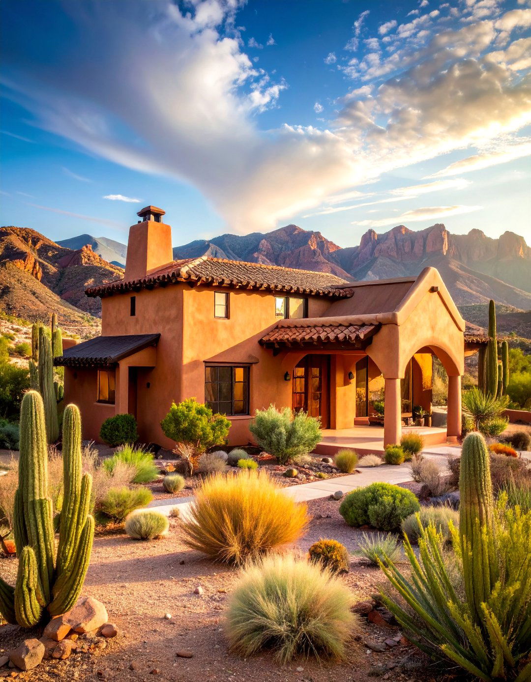 Adobe Style Stucco with Contemporary Roofing - 25 Exterior Home with a Black Roof Ideas