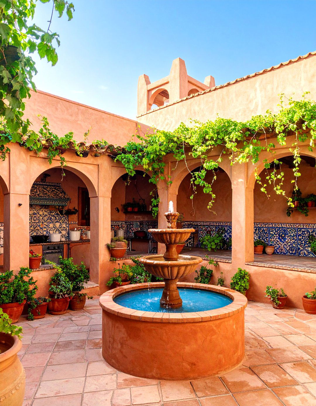 Adobe Wall Enclosed Courtyard Kitchen - 25 Mexican Outdoor Kitchen Ideas