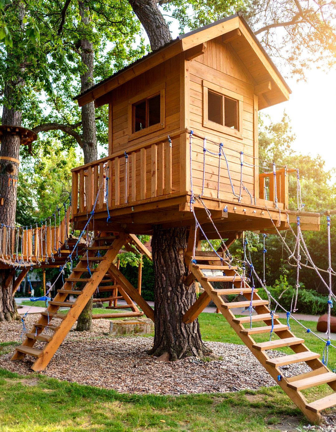 Adventure Tree Fort with Multi Level Platforms - 25 Backyard Ideas for Kids