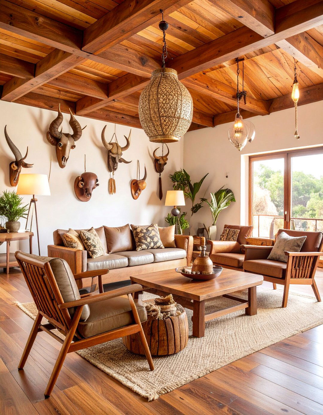 African Safari Trophy Room with Cultural Elements - 25 Hunting Man Cave Ideas
