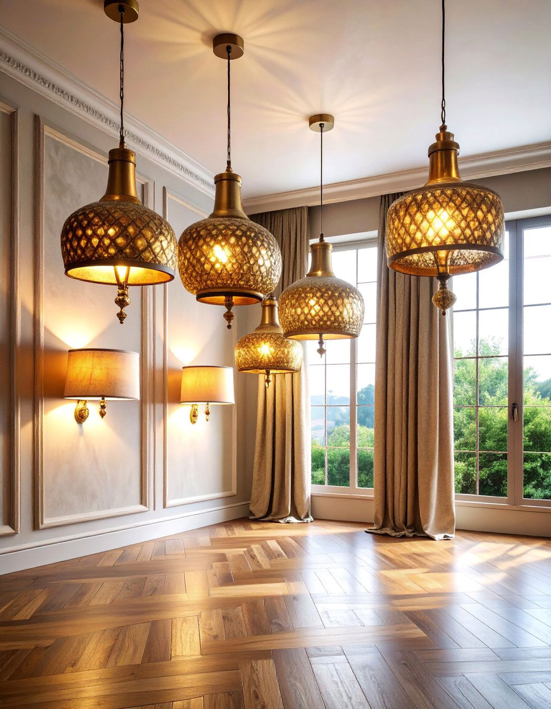 Aged Brass Wabi Sabi Lighting Fixtures with Warm Ambient Glow - 25 Wabi Sabi Interior Design Ideas