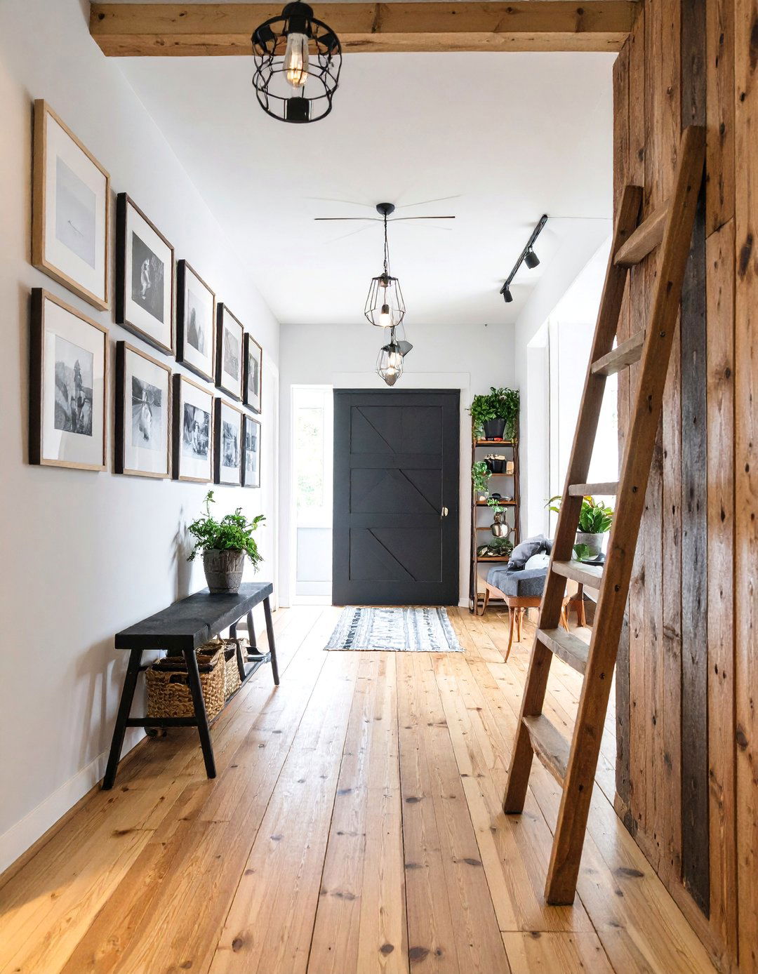 Aged Wood Wabi Sabi Hallway with Gallery Wall - 25 Wabi Sabi Interior Design Ideas