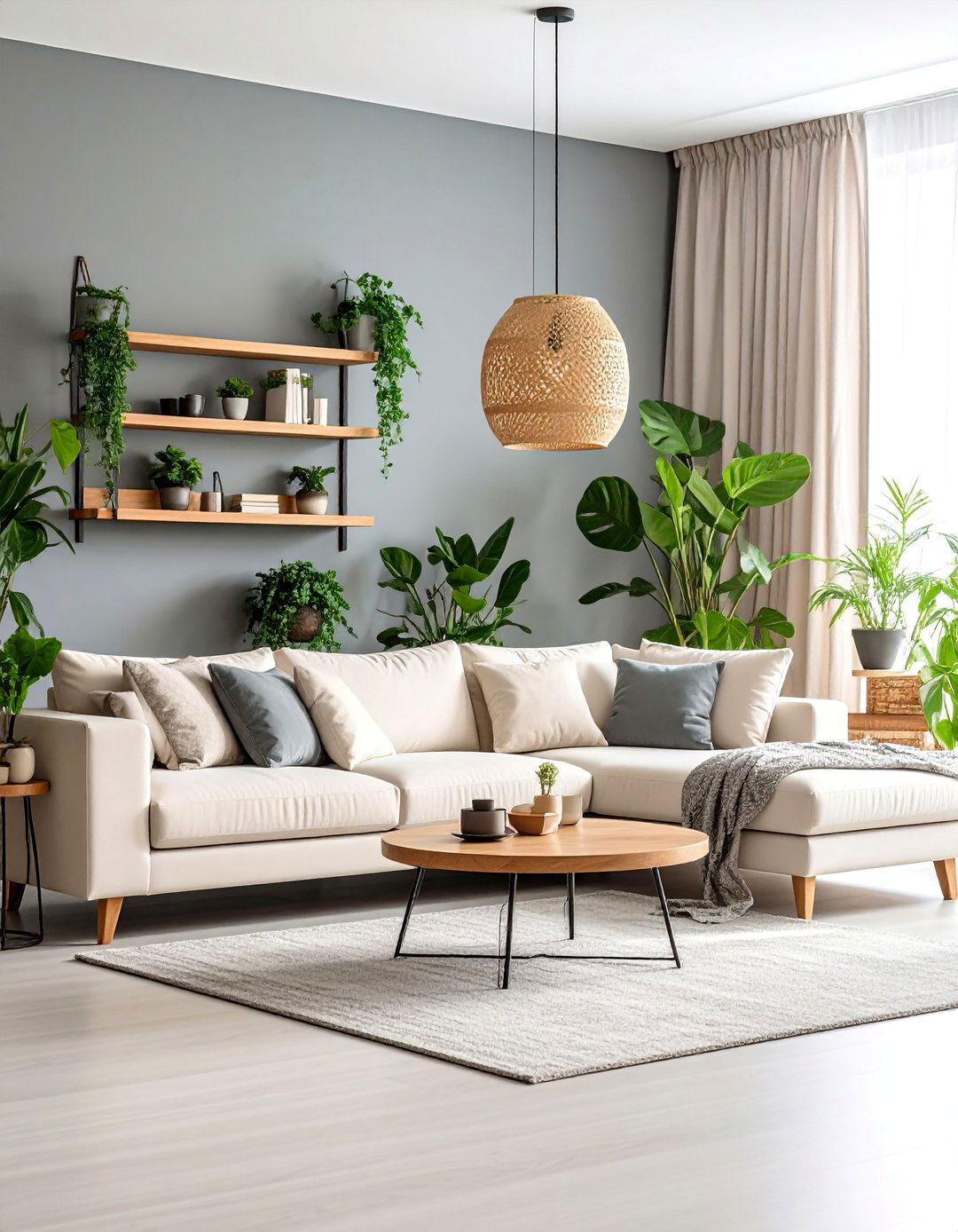 Agreeable Gray Modern Living Room with Natural Wood Accents - 25 Light Gray Paint Colors for Your House