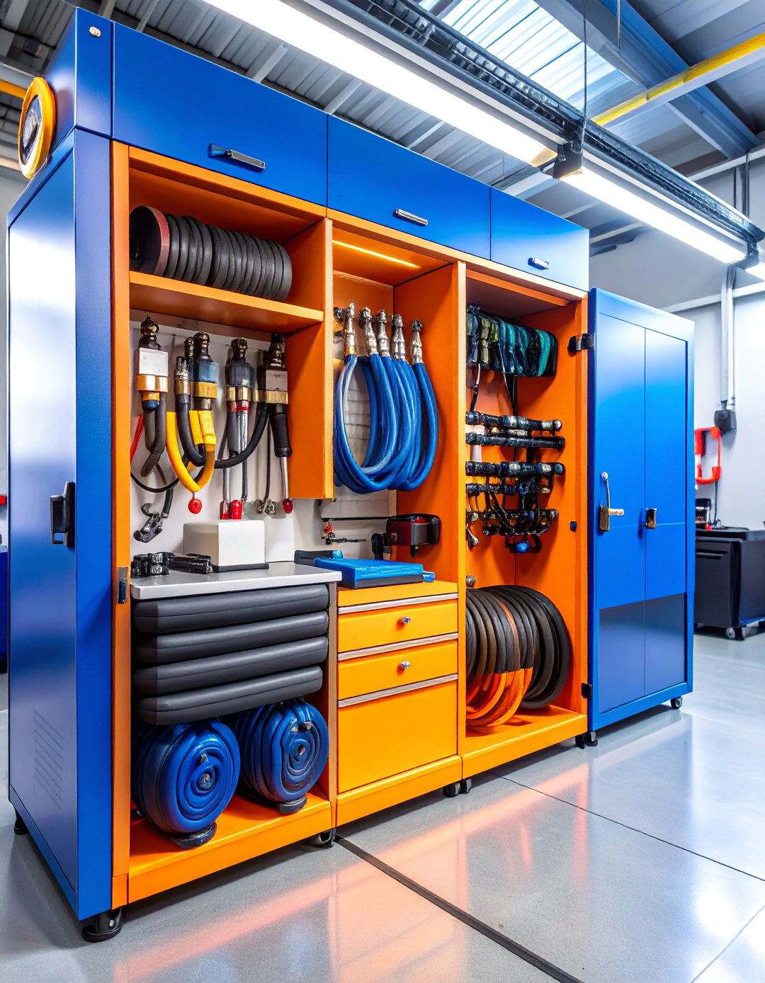 Air Tool Storage Cabinet with Hose Management - 25 Power Tool Storage Ideas