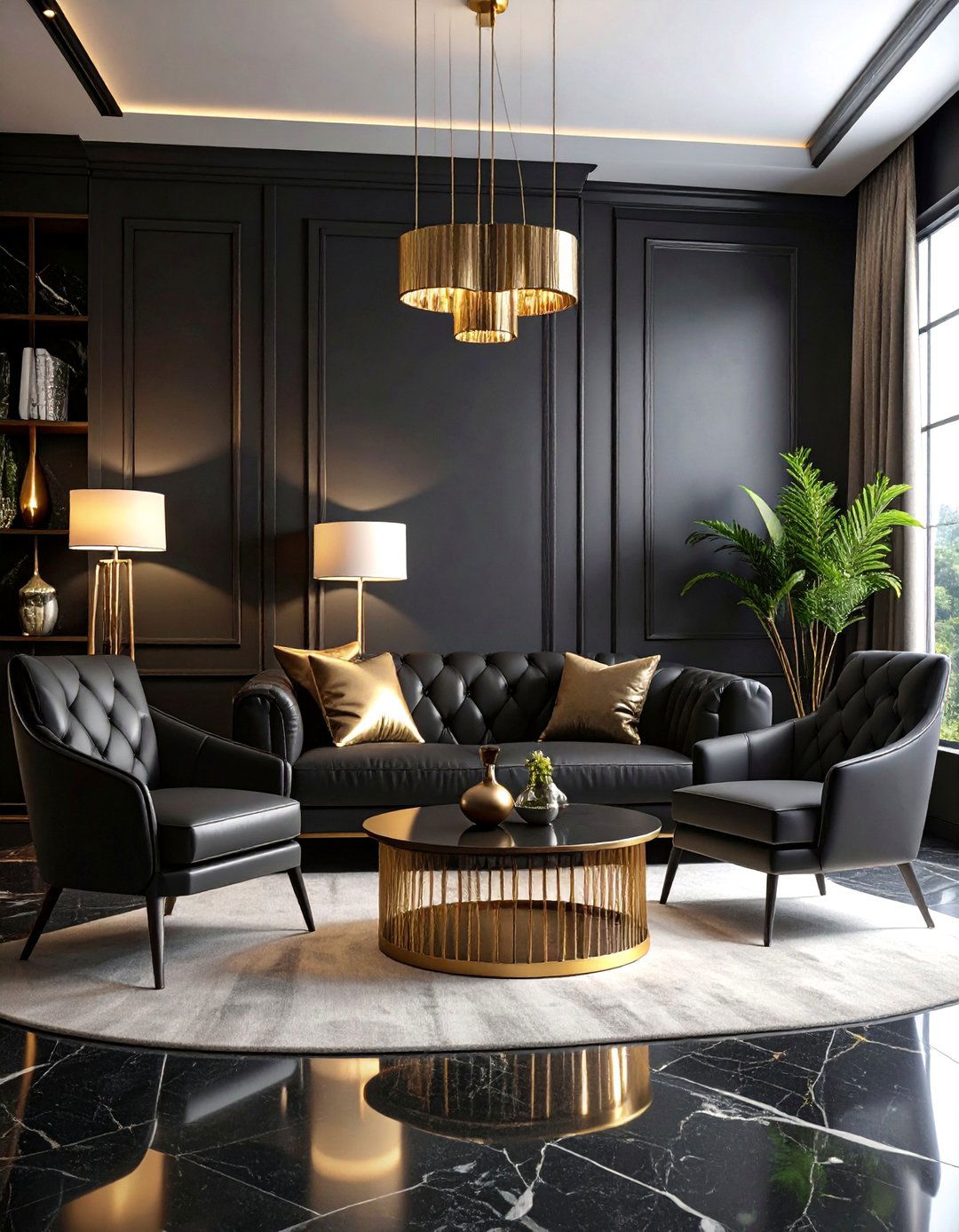 All Black Maximalist Living Room - 25 Moody Living Room Ideas