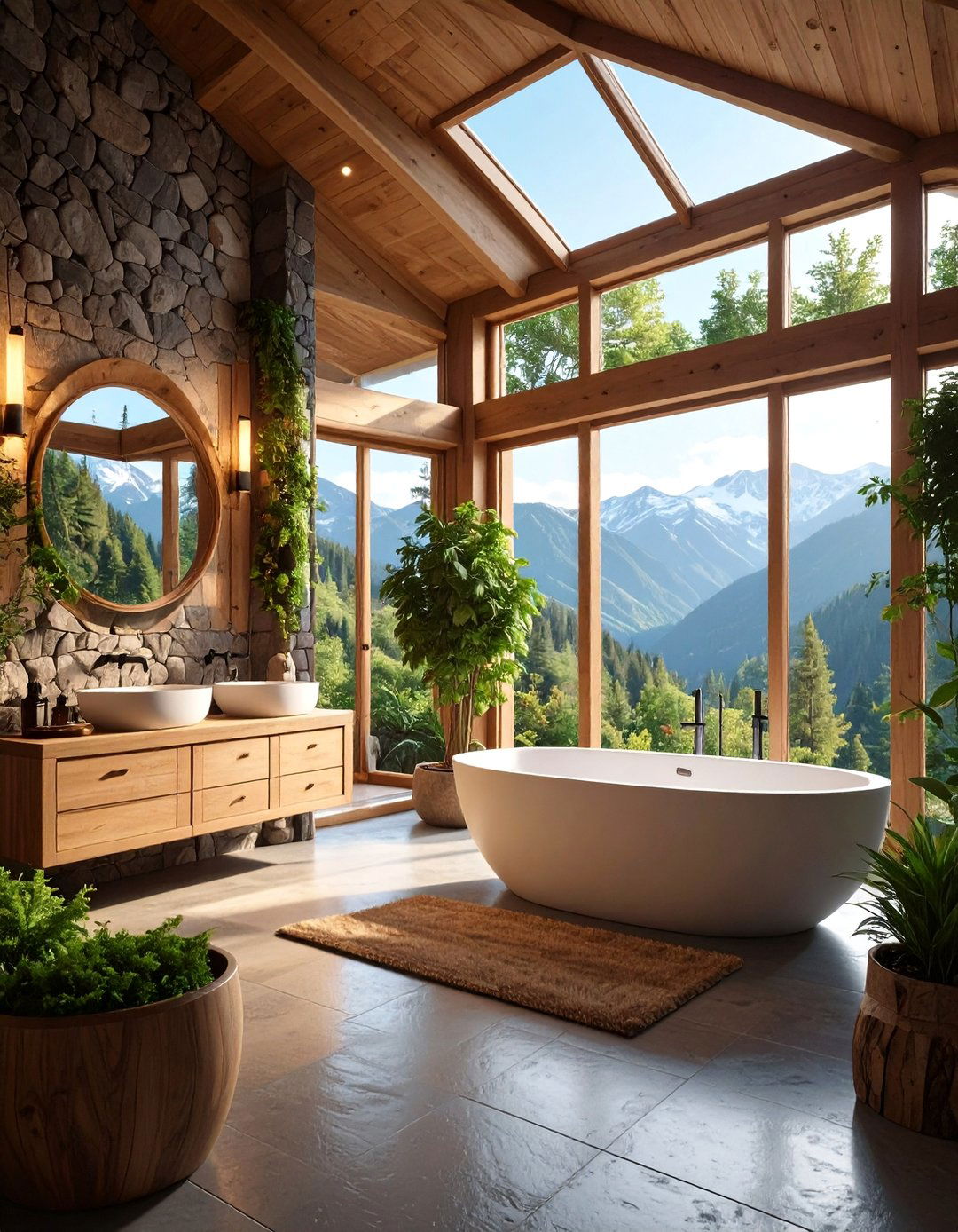 Alpine Greenhouse Bathroom with Mountain Plants - 25 Greenhouse Bathroom Ideas