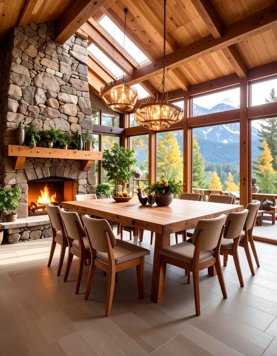 Alpine Lodge Greenhouse Dining Space - 25 Greenhouse Dining Room Ideas