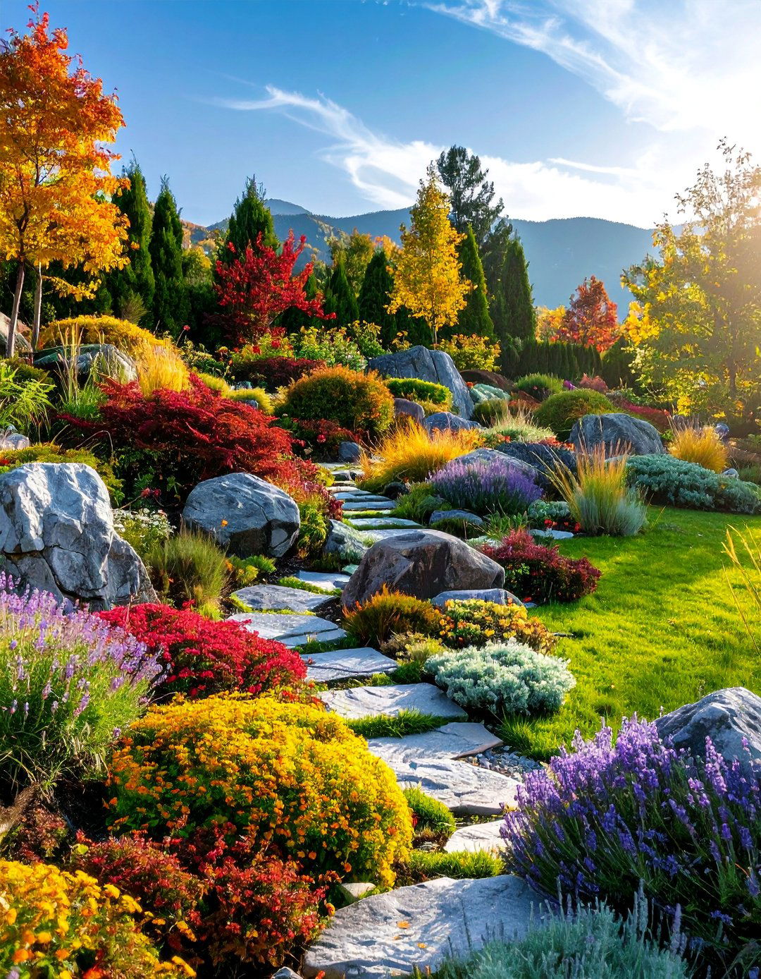 Alpine Rock Garden with Mountain Plants - 25 Rock Landscaping Ideas