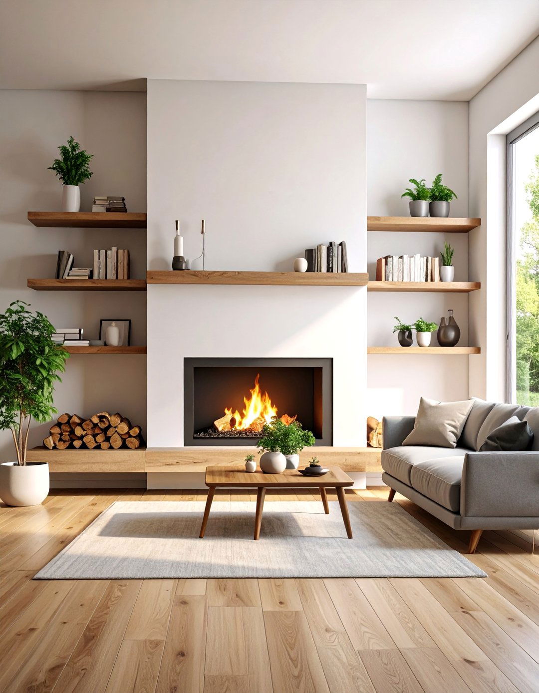 Alternating Depth Fireplace Floating Shelves - 25 Fireplace Floating Shelves Design Ideas