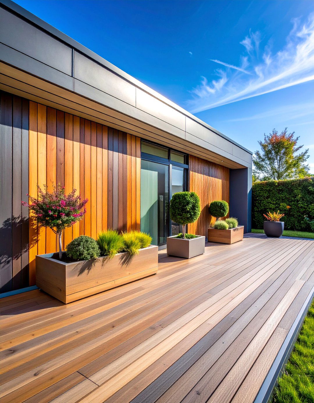 Aluminum Slat Modern Wall - 25 Deck With Privacy Wall