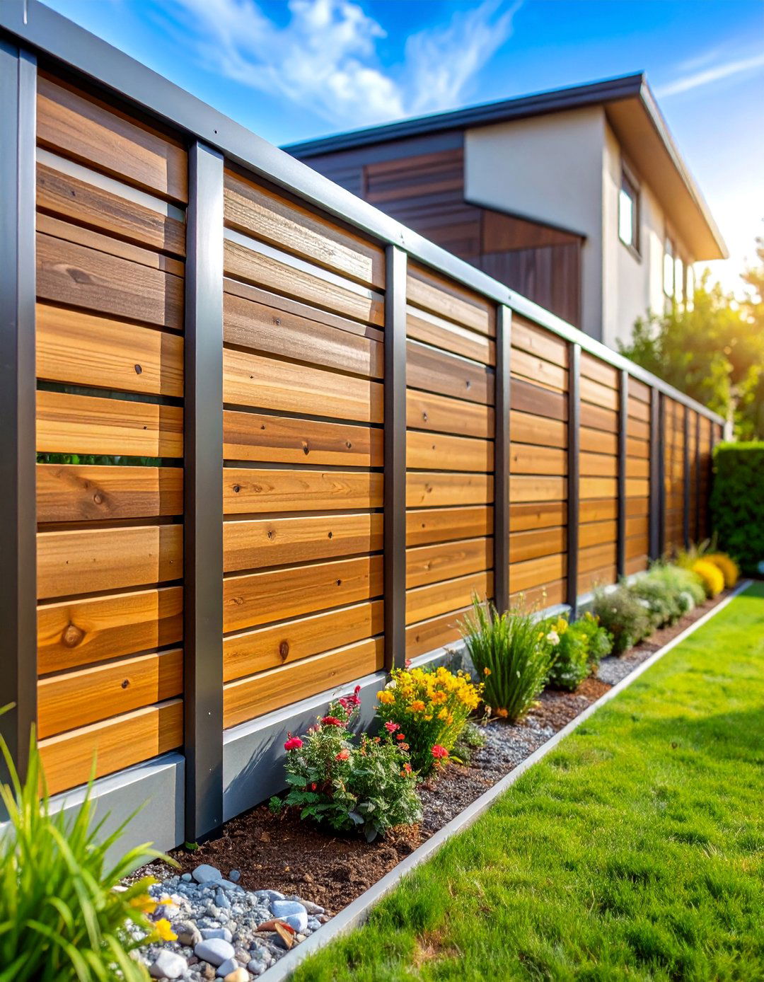 Aluminum Slat Privacy Fence - 25 Backyard Fence Ideas