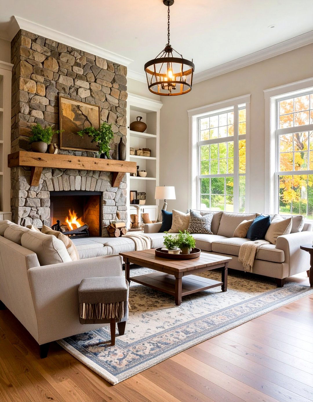 American Colonial Keeping Room with Modern Function - 25 Colonial Living Room Ideas