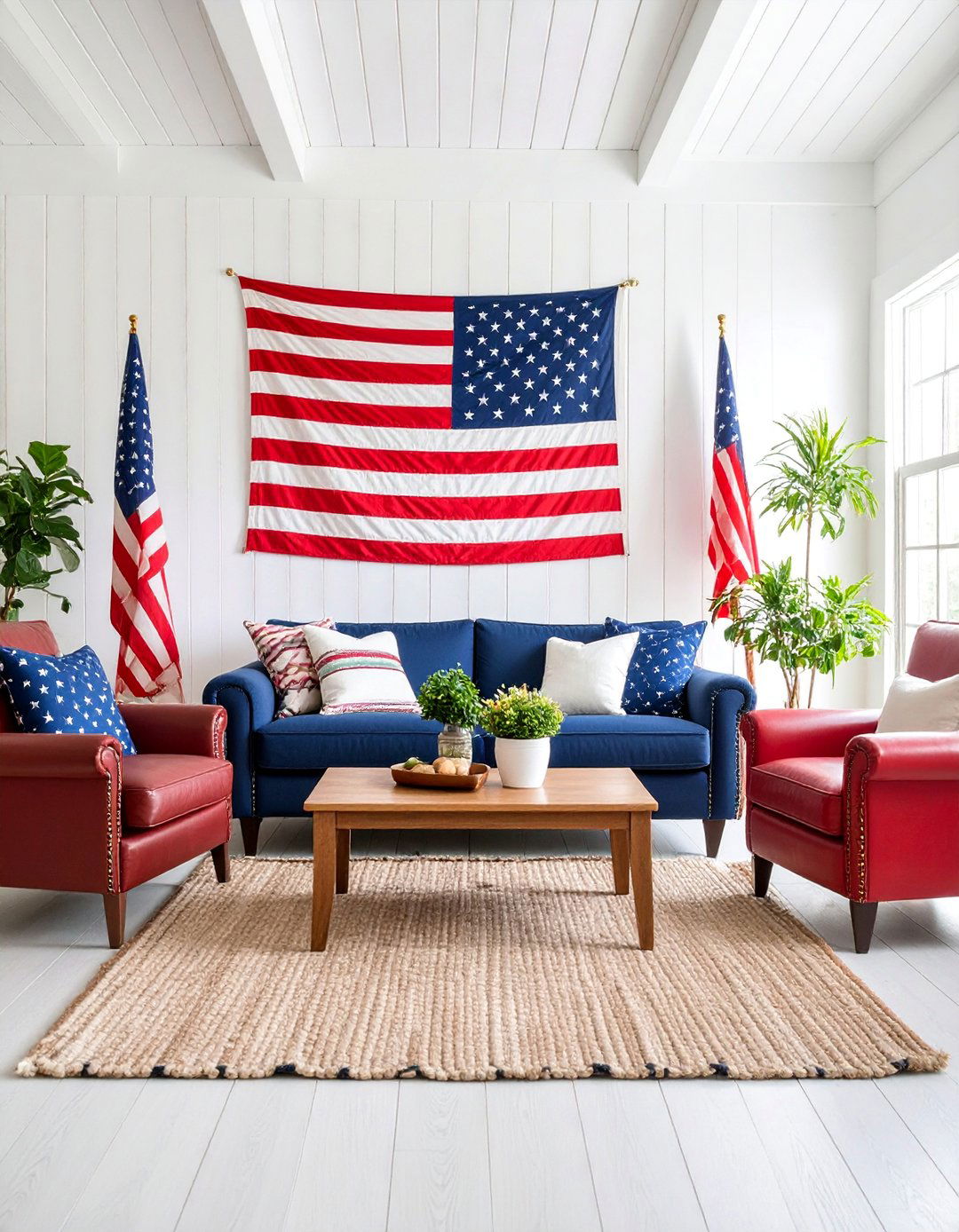 American Flag Patriotic Living Room with Stars and Stripes - 25 Ralph Lauren Living Room Ideas