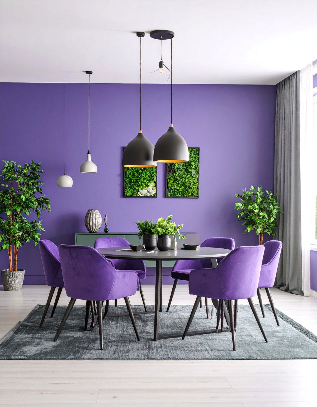 Amethyst Contemporary Minimalism - 25 Purple Dining Room Ideas