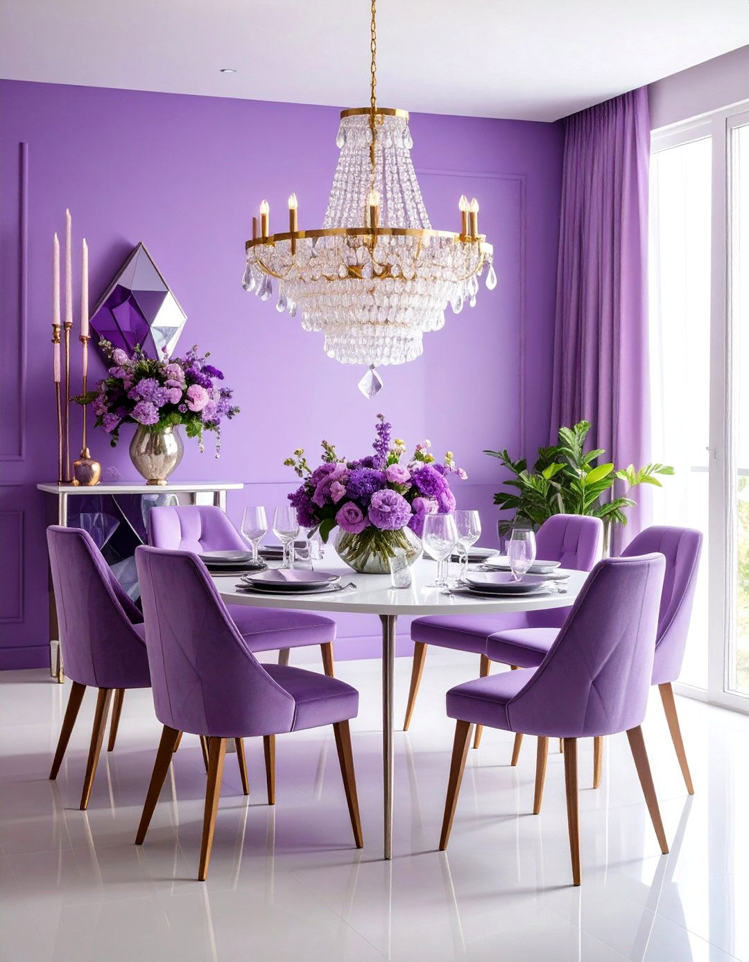 Amethyst Crystal Inspired Dining - 25 Purple Dining Room Ideas