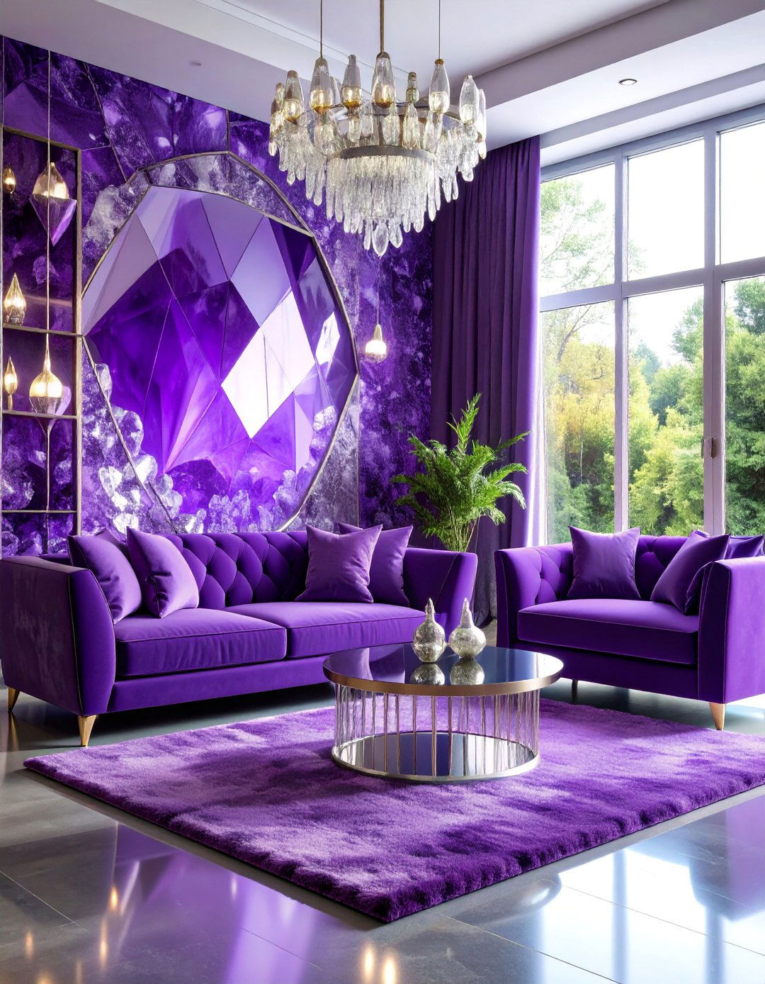 Amethyst Crystal Inspired Living Room - 25 Purple Living Room Ideas