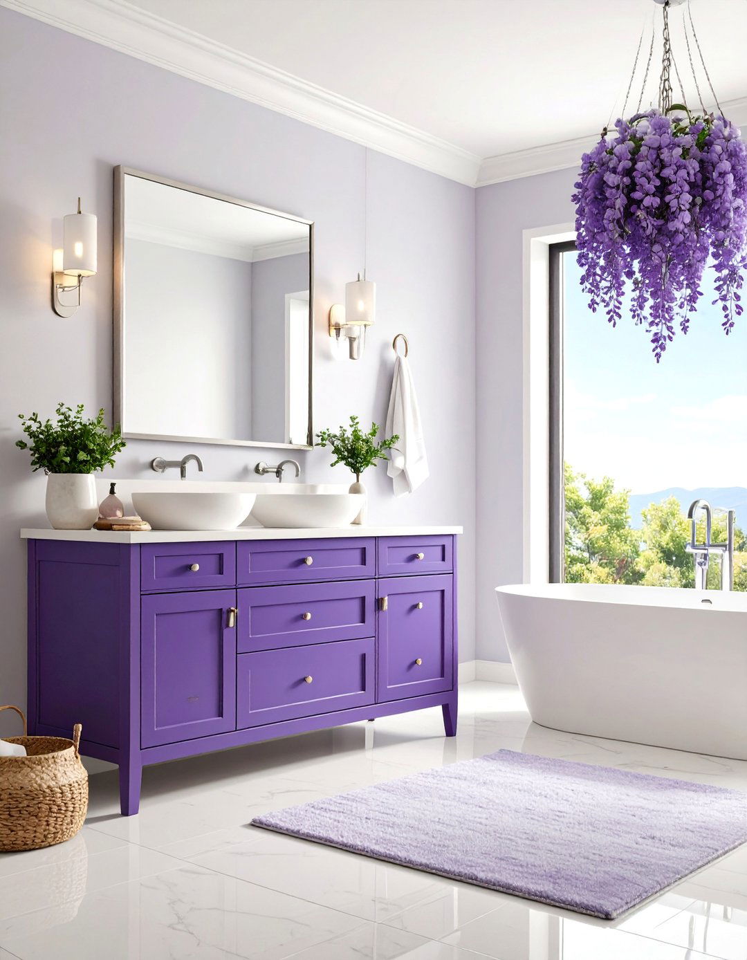 Amethyst Purple Bathroom Vanity Feature - 25 Ways to Decorate With Jewel Tones