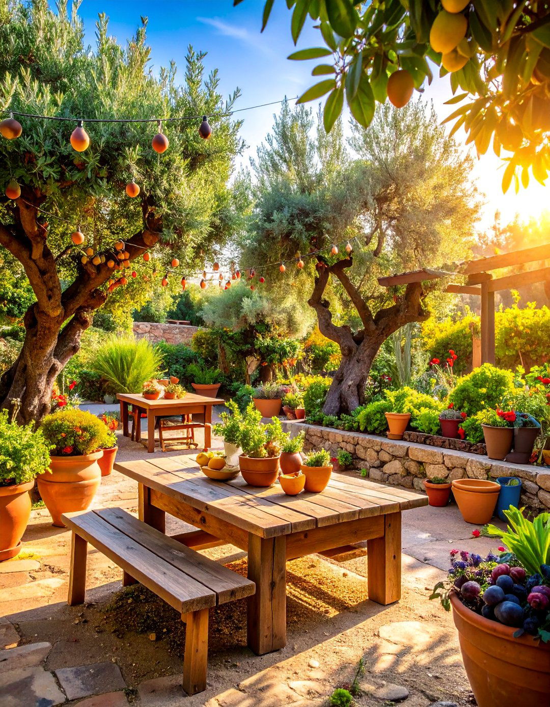 Ancient Agora Garden with Market Style Plantings - 25 Greek Garden Ideas