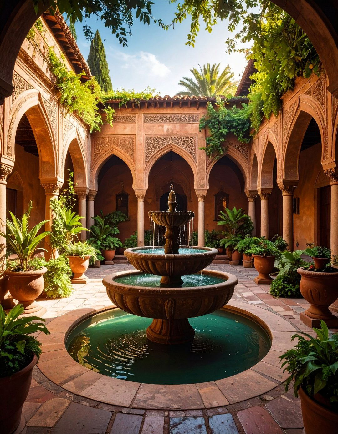 Ancient Stone Fountain Courtyard - 25 Gothic Garden Ideas