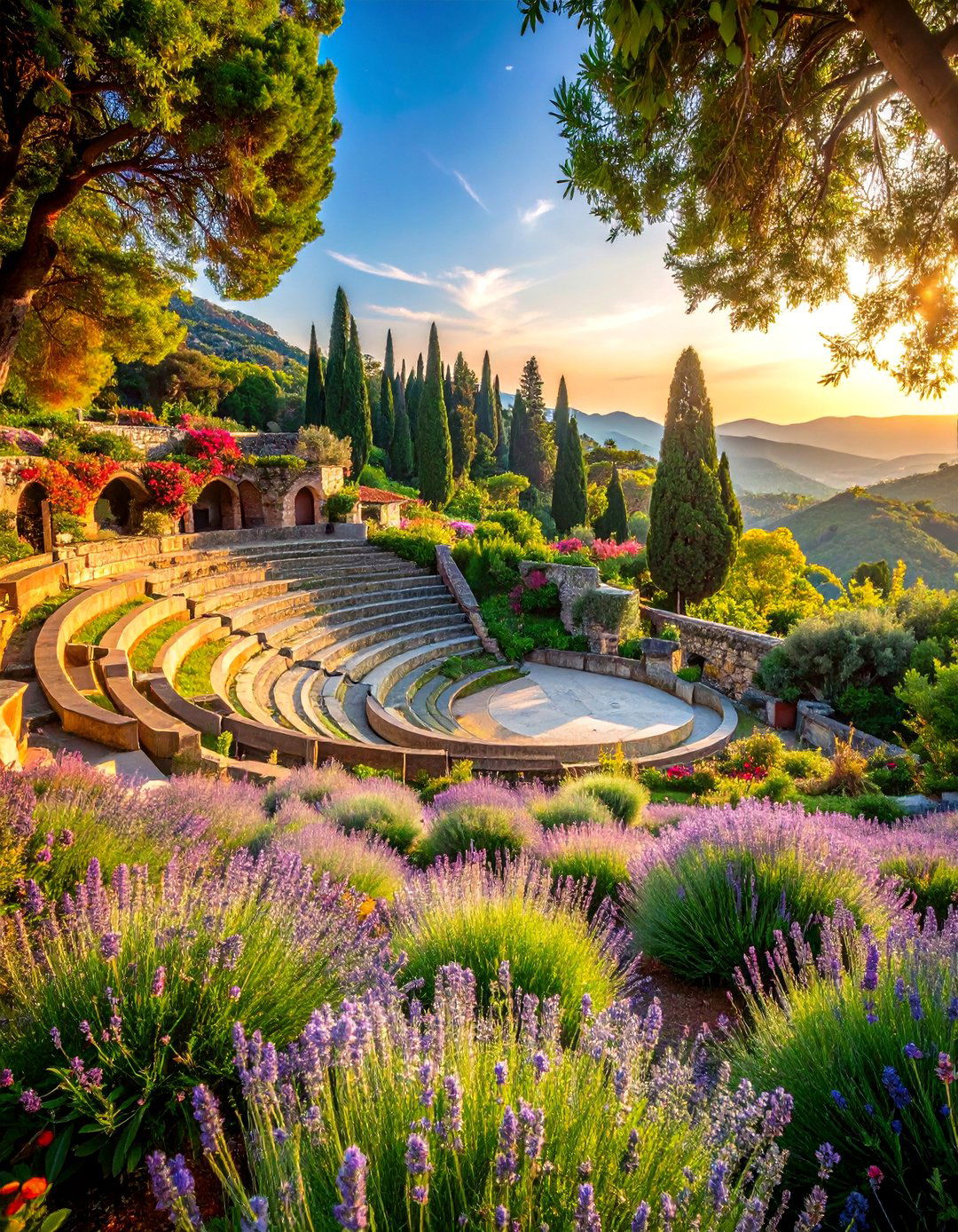 Ancient Theater Garden with Performance Spaces - 25 Greek Garden Ideas